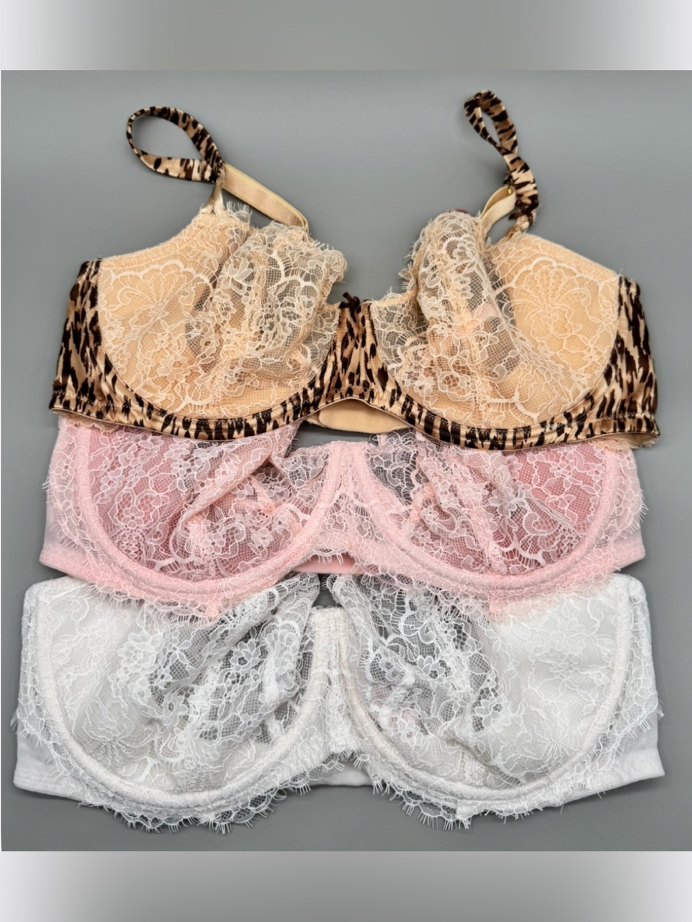 Victoria’s Secret Dream Angels Bra Lot 3 38DD Lace Push Up Unlined Underwire